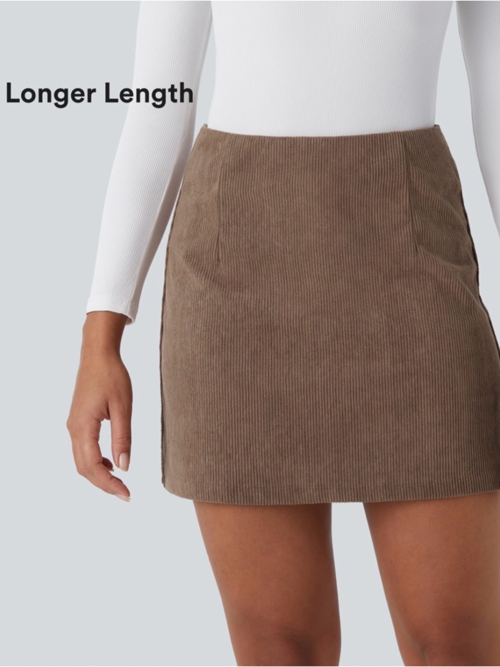 HALARA Brown Corduroy Mini Skirt